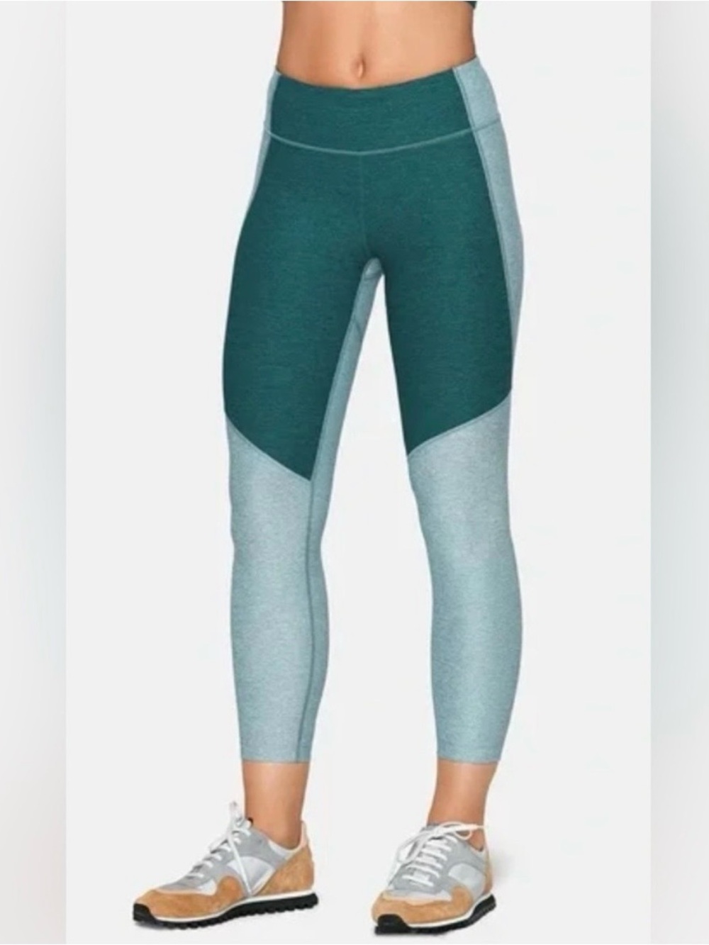 Outdoor Voices Colorblock Leggings in Teal & Light Blue